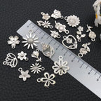 WOCRAFT 60pcs Bright Silver Flowers Bracelet Charms for Jewelry Making Sets DIY Necklace Bracelet Keychain Crafting Charms Kit Craft Supplies (SN879) - color: Bright Silver, size: Flowers Charms