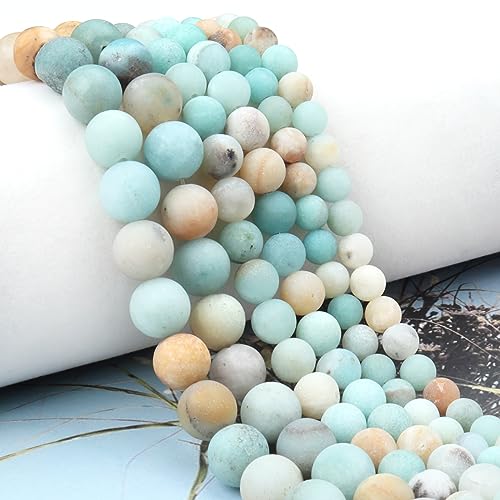 35pcs 10mm Natural Matte Amazonite Beads Energy Healing Crystal Round Loose Stone Beads for Jewelry Making, DIY Bracelets Necklaces - color: Matte Amazonite, size: 10mm
