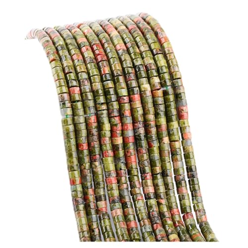 Natural Unakite Heishi Spacer Beads Loose Semi Precious Flat Round Gemstone Disc Shape Stone for Beading Jewelry Making 4x2mm 15.5" - color: Unakite