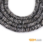 GEM-Inside 2x6mm Natural Black Larvikite Stone Heishi Disc Rondelle Spacer Beads for Jewelry Making Full 15" Strand Energy Stone Healing Power Crystal - color: Black Larvikite