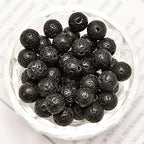 NCB 200pcs 6mm Black Volcanic Lava Beads Natural Semi Precious Beads Round Smooth Gemstones Loose Spacer Beads Charms for Necklaces Bracelets Jewelry Making (Black Volcanic Lava, 6mm 200Beads) - color: Black Volcanic Lava, size: 6mm 200Beads