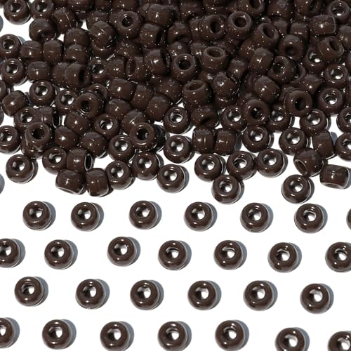 1000Pcs Multi-Colored Plastic Pony Beads Bulk for Craft,6 * 9mm Assorted Colors Hair Beads Black, red,Blue, White for Bracelets Making,Kandi Charms（Espresso） - color: Espresso, size: 1000PCS