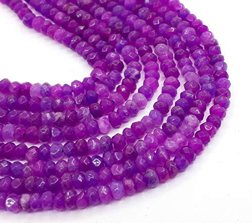 Perlin Agate & Jasper Gemstone Strand Beads 4 mm Rondelle 110 Pieces Jewellery Beads Semi-Precious Stone for Jewellery Necklace Bracelet Earrings (Purple) - color: purple