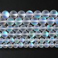 36pcs 10mm Natural White Mystic Aura Quartz Beads Frosted Matte Moonstone Round Loose Beads For Jewelry Making DIY Bracelet Necklace 15" - color: Matte Moonstone Crystal Glass, size: 10mm