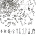 Charms for Jewelry Making Bulk Antique Silver Tibetan Alloy Pendants Love Word for Earring Bracelet Necklace - style: Music