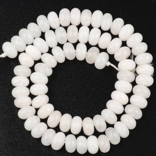 Songxi 5x8mm Natural White Jade Stone Rondelle Beads, 75 PCS Spacer Round Abacus Beads for Jewelry Making, Gemstone for Bracelet Necklace, Arts and Crafts - color: White Jade