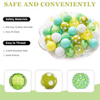 48 Pcs 20mm Beads for Pens Rhinestone Bubblegum Beads Mixed Crystal Acrylic Round Chunky Bead Sparkly Craft Large Balls Bead for Pen Beadable Keychain Bracelet Necklace DIY Jewelry Making Supplies - color: Green series