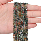 70pcs Natural Indian Agate Stone Beads，4x6mm Egg Shape Loose Gemstone Beads for Jewelry Making Design Earring Necklace - color: Indian agate