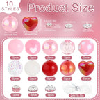 35 Pcs 20mm Chunky Bubblegum Beads Focal Pen Large Rhinestone Pearl Bead with Rhinestone Large Hole European Spacer Beads for DIY Beadable Pen Keychain Jewelry Craft Making(Pink Heart) - color: Pink Heart