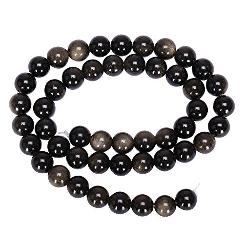 90pcs Adabele Natural Gold Sheen Black Obsidian Healing Gemstone 4mm (0.16 inch) Small Round Beads Gem Stone Spacer for Jewelry Making GY1-4 - color: Gold Sheen Obsidian, size: 4mm (90pcs/1 Strand)