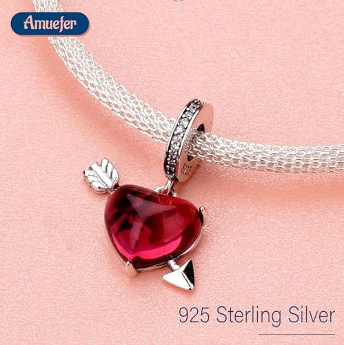 S925 Bead Dangle Charms for Bracelets Necklaces, Compatible with Pandora - style: Heart-Piercing Cupid Arrow Charms
