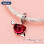 S925 Bead Dangle Charms for Bracelets Necklaces, Compatible with Pandora - style: Heart-Piercing Cupid Arrow Charms