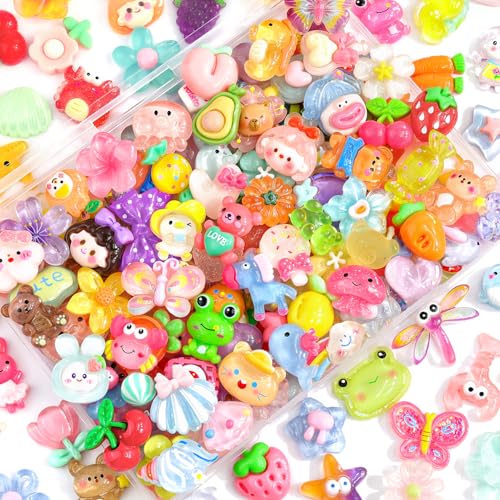 TINKRSTUFF 60PCS Slime Charms Cute Jelly Flatback Resin Charms For Slime, Random Kawaii Decoden Charm for Embellishments Phone Junk Case Charm Bulk, Scrapbooking Crafting & DIY Decor (Multicolor) - color: Mixed Colors-60 PCS