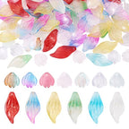 Beadthoven 120Pcs Glass Leaf Beads Mixed Transparent Leaf Shaped Crystal Beads Colorful Spring Summer Plant Bead Loose Gemstone Spacers for Jewelry Making DIY Bracelets Necklace Earrings Crafts - color: Leaves 2 styles