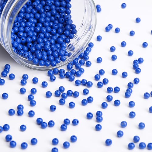 BONNY BOXX 2000PCs 4MM Smooth Sapphire Acrylic Round Beads, Plastic Resin Bubblegum Balls Chunky Gumball Beads for Necklace and Bracelet Making, Crafting Supplies - color: Blue, size: 4MM