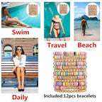 12pcs Friendship Bracelets Beaded Bracelets Heishi Bracelet Cute Bracelets Stack Vinyl Clay Disc Bead Surfer Stretch Summer Beach Bracelets For Women Preppy Bracelets - color: B-2 color