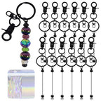 24 Pcs Beadable Keychains Bars bulk - 12 Black DIY Metal Beaded Keychain Making Kit + 12 Bags Included, Bead Keychain Supplies,Blank Key Chain, Perfect for Women, Men, Mother's Day, Birthday Gift - color: C-black, size: 12
