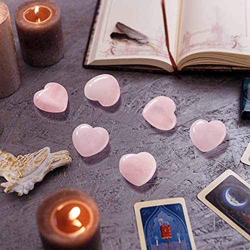 Patelai 24 Pcs Rose Quartz Heart Crystals Pink Heart Shaped Stones Natural Healing Worry Stones Mini Pocket Gemstone with Black Flannelette Bag for Women Mothers Day Anniversary Gifts Reiki Balancing - color: Pink