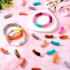 Spritewelry 30 pcs Acrylic Curved Tube Beads Two Tone Chunky Bangle Bamboo Tube Beads Imitation Gemstone Curved Bracelet Beads for Jewelry Making DIY Crafts - color: Orange-Opaque