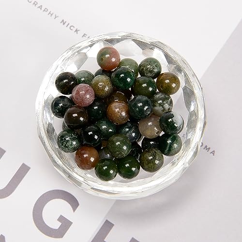 65Pcs India Agate Green 6mm Beads Natural Stone Round Gemstone Genuine Real Stone for DIY Bracelet Jewelry String Making - color: Green India Agate, size: 6mm
