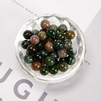 48Pcs India Agate Green 8mm Beads Natural Stone Round Gemstone Genuine Real Stone for DIY Bracelet Jewelry String Making - color: Green India Agate, size: 8mm
