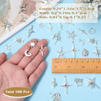 Charms for Jewelry Making Bulk Antique Silver Tibetan Alloy Pendants Love Word for Earring Bracelet Necklace - style: Star