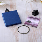 QOGIR 14k gold Handmade Healing Bracelet, Natural Gem Stone Crystal Elastic Gold Bracelet - color: Black Tourmaline - Psychic Protection, size: 4m
