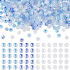 Beadthoven 405Pcs 4mm Bicone Glass Beads Blue Clear Crystal Glass Seed Beads Rainbow Plated Transparent Small Mini Pony Loose Spacers for Bracelets Jewelry Making Necklace DIY Crafts Supplies - color: Blue
