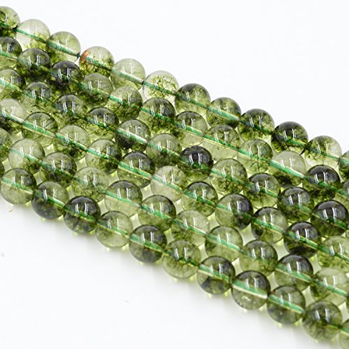 Asingeloo Natural Green Peridot Gemstone Beads Round Loose Spacer Beads for Jewelry Making Crystal Energy Stone Healing Power 6mm /15inch a Strand - color: Green Crystal, size: 6mm
