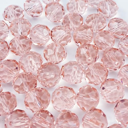 200pcs Crystal Glass Beads 6mm Faceted Rondelle Glass Spacer Beads with Hole for Bracelets Necklace Earring DIY Jewelry Making Craft(Pink) - color: Pink, size: 6mm
