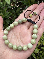 GAF TREASURES Grade A ++ Gemstone Round Bead Adjustable Bracelet 10mm, Genuine Crystal Bead Bracelet, Gift for Men & Women - color: Chinese Jade