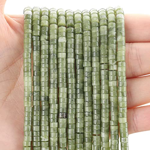 150PCs Natural African Transvaal Jade Spacer Beads, Loose Semi Precious Flat Round Gemstone Heishi Disc Stone Beads for Beading Jewelry Making 4mm*2mm 38cm - color: African Transvaal Jade, size: 4MM*2MM