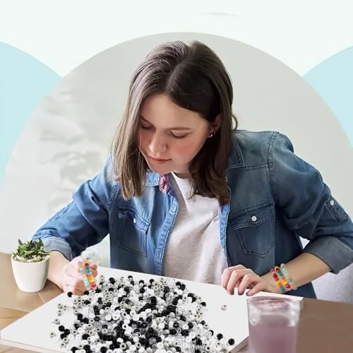 1100pcs Pony Beads,Friendship Bracelet Beads,Halloween Beads,Pony Beads for Bracelets,Beads for Braids,Cool Beads,Bulk Beads for Jewelry Making,Mixed Beads,Black White Beads - color: black white beads