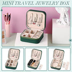 Yinkin 12 Pcs Mini Travel Jewelry Case Bridesmaid Proposal Gift Boxes, Small PU Leather Earring Organizer, Bulk Travel Accessories Portable Jewelry Holder(Green) - color: Green