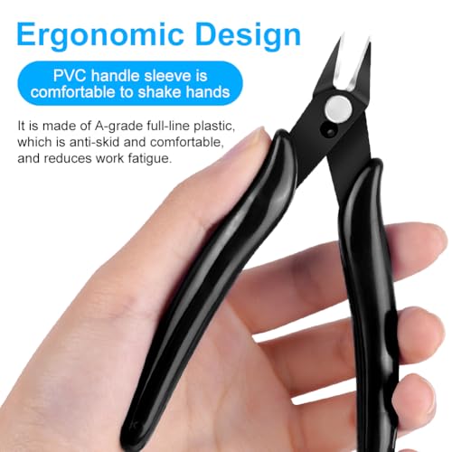 Ainiv Wire Cutters, 4PCS Spring-loaded Side Cutters Flush Cutters, Diagonal Cutters Precision Side Cutters, Diagonal Cutting Pliers in CRV Steel, Heavy Duty Cutting Pliers for Electrical, Homes - color: Black Wire Cutter-4pcs, size: 4pcs