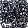 300 Pieces 10x10mm Big Large Cube Acrylic Alphabet Letter Beads A-Z Mixed Plastic Shape Loose Beads for DIY Jewelry Making Bracelets Necklaces Key Chains (Black) - color: Black