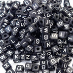 300 Pieces 10x10mm Big Large Cube Acrylic Alphabet Letter Beads A-Z Mixed Plastic Shape Loose Beads for DIY Jewelry Making Bracelets Necklaces Key Chains (Black) - color: Black