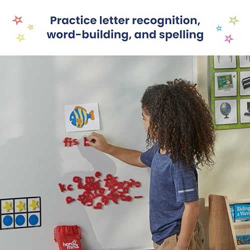 hand2mind Rainbow Lowercase Magnetic Letters, Plastic Magnetic Letters for Classroom, Alphabet Letters for Kids, Letter Recognition for Kindergarten, Word Building Letter Magnets for Kids (Set of 6)