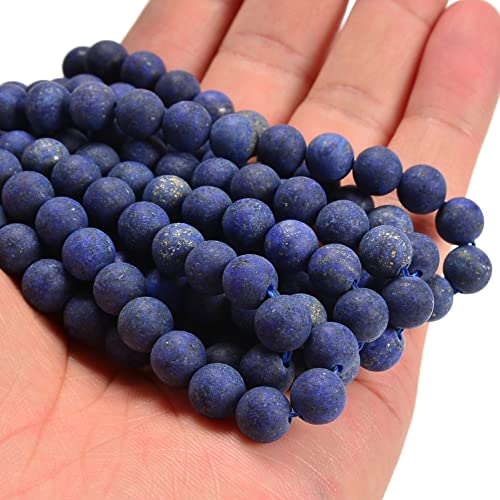 8mm Lapis Lazuli Matte Round Natural Gematone Loose Beads for Jewelry Making DIY 1 Strand 15" - color: Matte Lapis Lazuli, size: 8mm