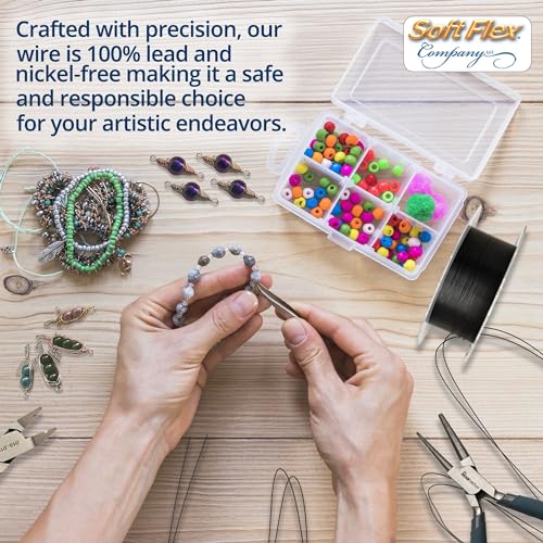 Soft Flex 26 Gauge Craft Wire - 27 Meters - Jewelry Wire with Tarnish Resistant Silver Plating - style: Black