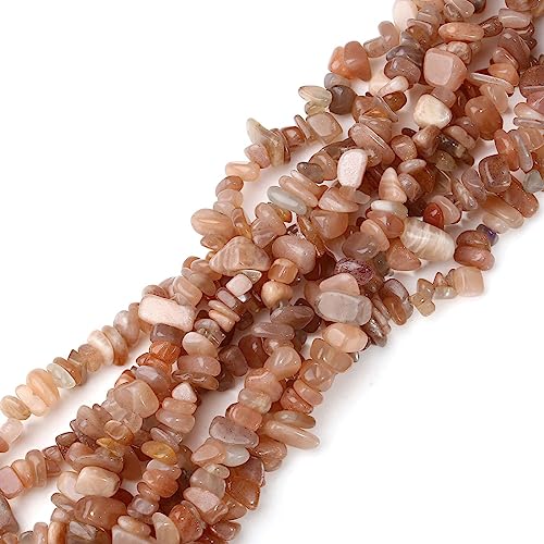 LAIDANLA Sunstone 400pcs Natural Chip Stone Beads 5-8mm Healing Crystal Irregular Gemstones Drilled DIY Loose Rocks Bead Crystal for Bracelet Earrings Necklace Jewelry Making Crafting - color: T-Sunstone