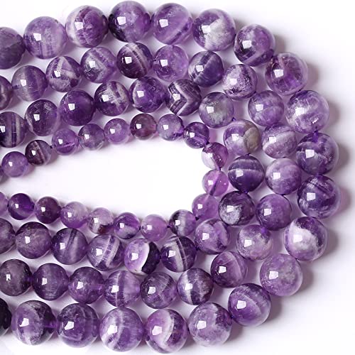 10MM 38PCS Purple Amethyst Dream Lace Beads Natural Quartz Crystal Stone Loose Beads for Jewelry Making DIY Bracelet Grade A+ 15 inches Strand - color: Purple Dream Lace Amethysts, size: 10mm