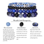 Vinswet 4pcs Beaded Bracelets for Women,Natural Healing Crystal Gemstones Bracelet,Anxiety Stress Relief Bracelet Handmade purple Jewelry Gifts for Women - color: Blue Aventurine&Black Obsidian&lapis lazuli
