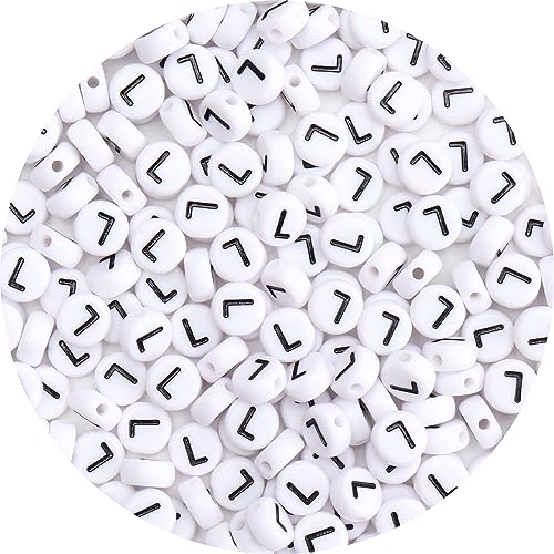 100Pcs Letter Beads 4x7mm White Round Acrylic Alphabet Beads Letter L Beads for Jewelry Making DIY Bracelets Necklaces Key Chains - color: L 100Pcs