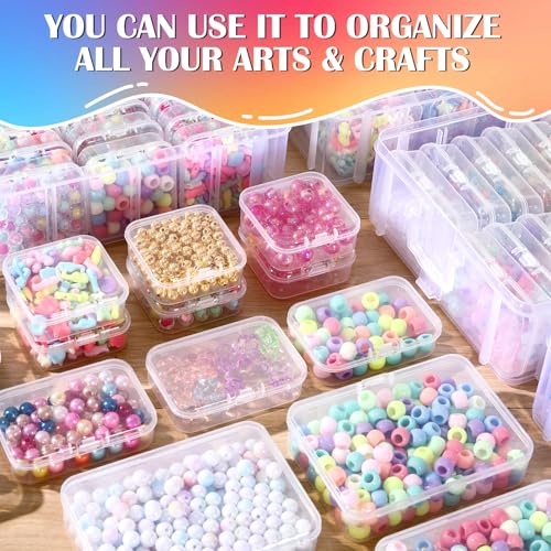 VTG Bead Organizer Box, 84 Pcs Small Plastic Containers with Lids, 4-Tier Stackable Storage Box, Clear Organizers for Jewelry Toys Craft Storage - style: 4 Tier coffret