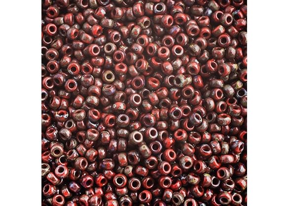Miyuki Seed Bead 11/0 APX. 22 - g OP. Red Picasso Japanese Glass Seed Beads - color: Red Picasso
