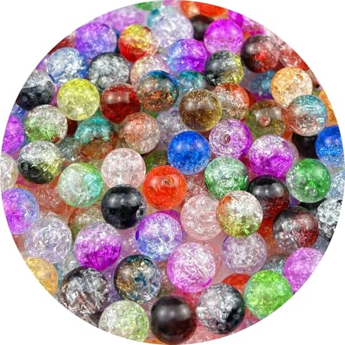 Jmassyang 300 Pieces 8mm Acrylic Crackle Beads Crystal Round Plastic Spacer Bead for DIY Decoration Necklaces Bracelets Earrings Jewelry Making(Multicolor) - color: Multicolor, size: 8MM