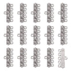 20pcs Tibetan Style 5 Strand Slide Lock Clasp Link Bar Antique Silver Chandelier Rectangle Components Charm for Multilayer Necklace Dangle Earring Making - color: Antique Silver, Rectangle