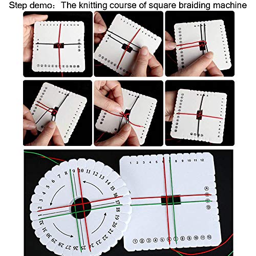 Comidox 4Pcs Kumihimo Disk Braiding Wheel Lightweight & Convenient Friendship Bracelet Disc Square & Round Kumihimo Supplies for Beading & Bracelet Weaving Kit DIY