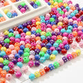 8mm Acrylic Beads 600pcs Rhinestone Spacer Bubble Bead Plastic Crafts Bead for DIY Necklaces Bracelets Earrings Jewelry Making (Rhinestone) - color: blue&red&pink
